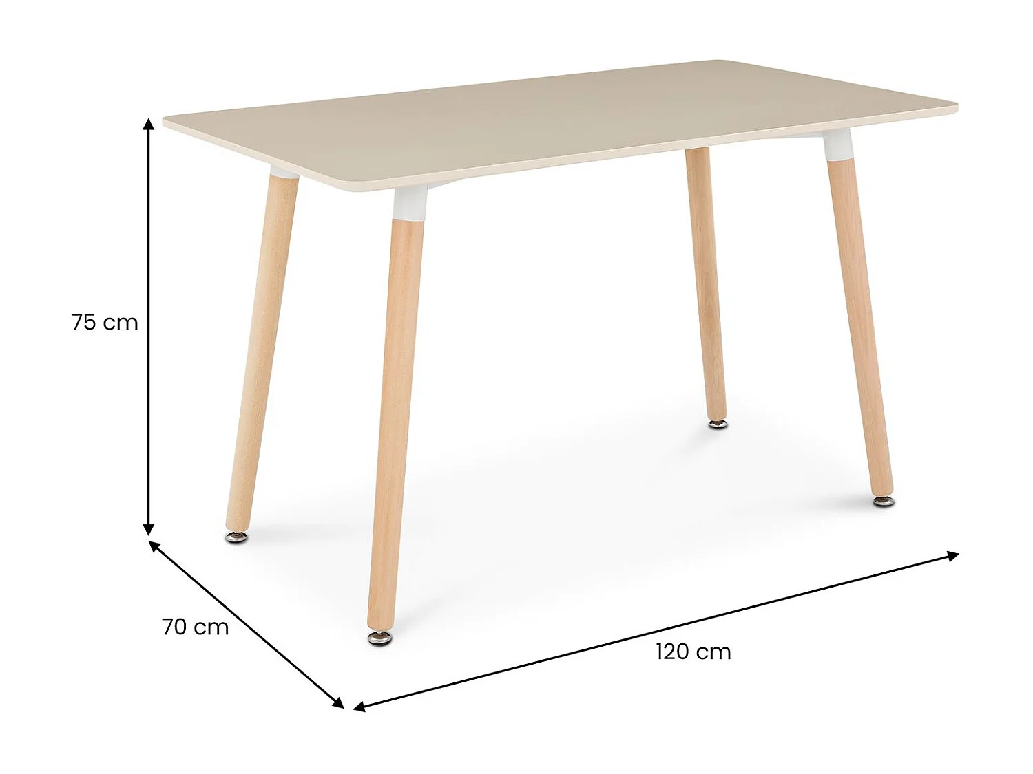 Ensemble Table et 4 Chaises SHANNON/ABBY Pour Salle à Manger, Longueur 120 cm, blanc crème, petite table à manger pour 4 personnes