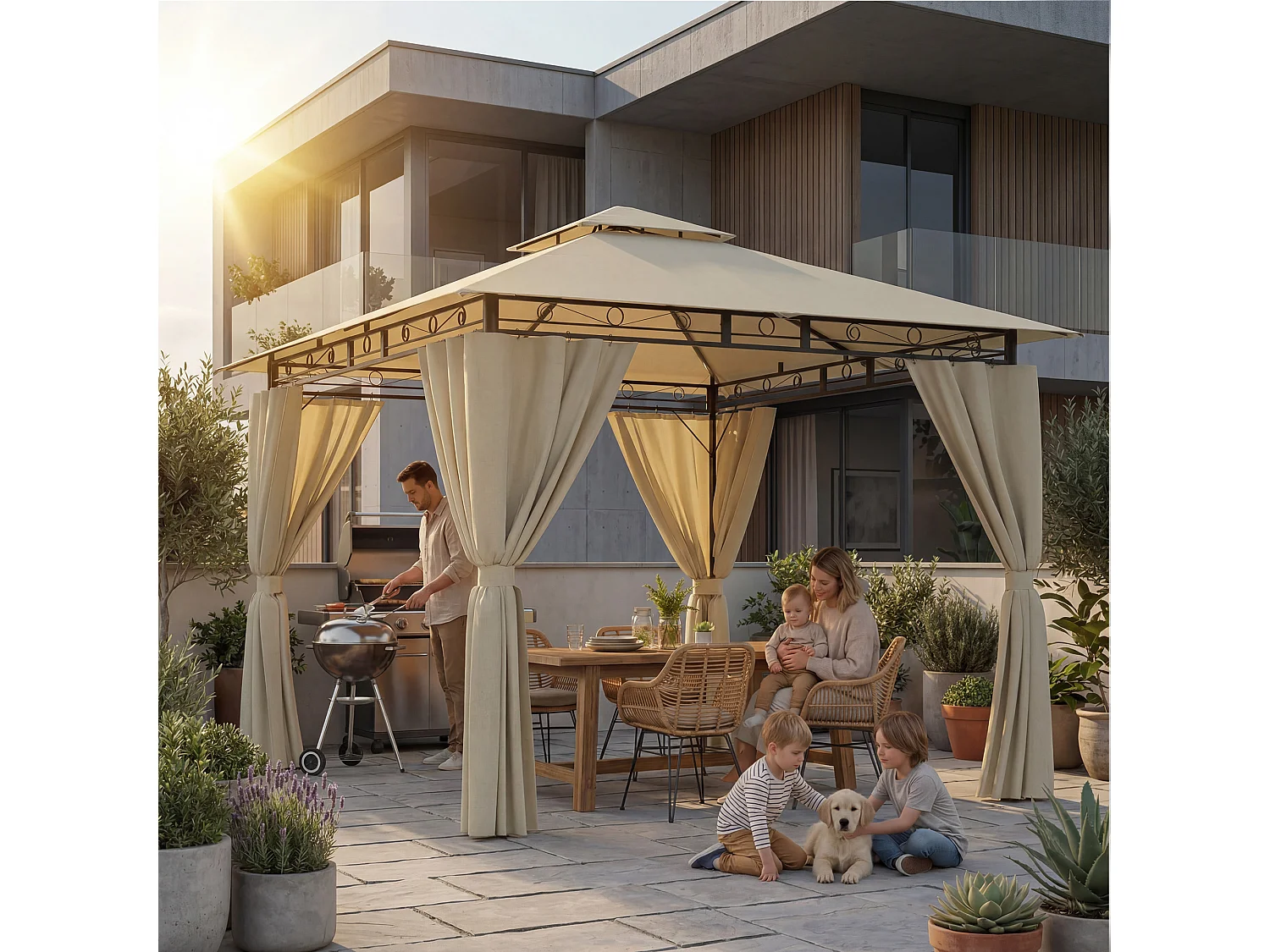 Pavillon imperméable, pavillon de jardin pop-up