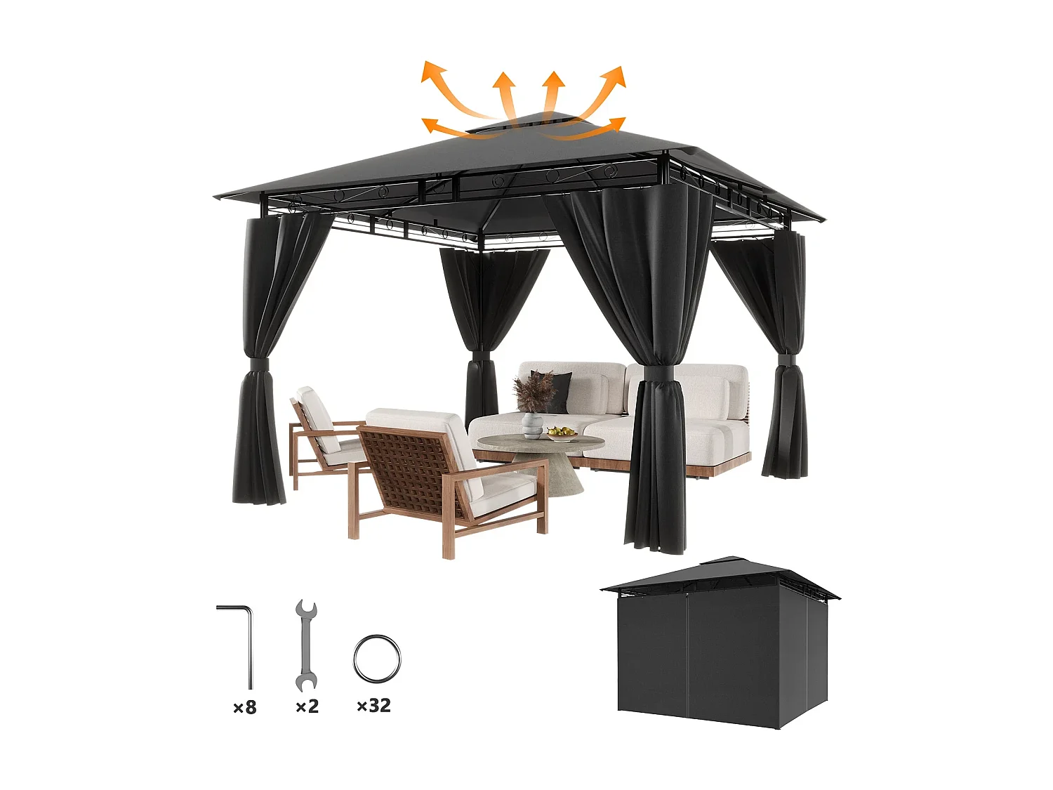 Pavillon imperméable, pavillon de jardin pop-up