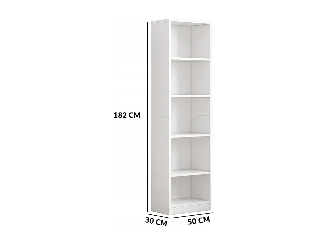 Biały regał stojący na książki półki wysoki nowoczesny słupek szafa 182cm