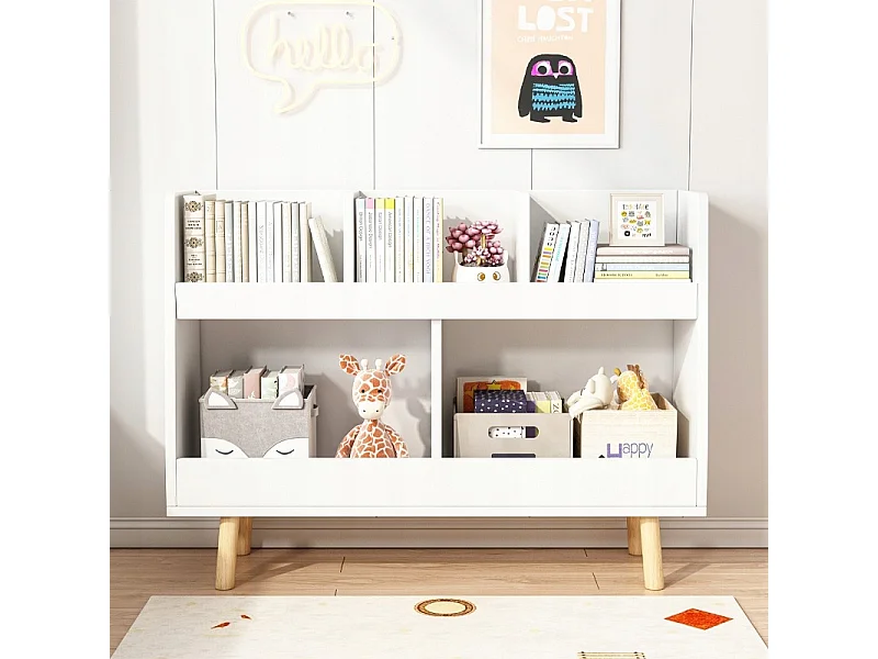 Regał na książki gazety dla dzieci szafka zabawki stojąca biblioteczka 80cm