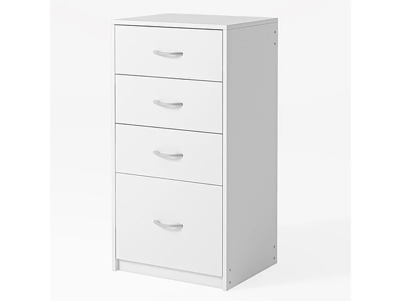 Libreria moderna con 4 cassetti, stile loft, comò bianco, mobile da ufficio grande, 85 cm
