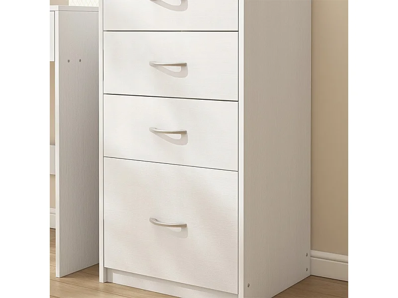 Libreria moderna con 4 cassetti, stile loft, comò bianco, mobile da ufficio grande, 85 cm
