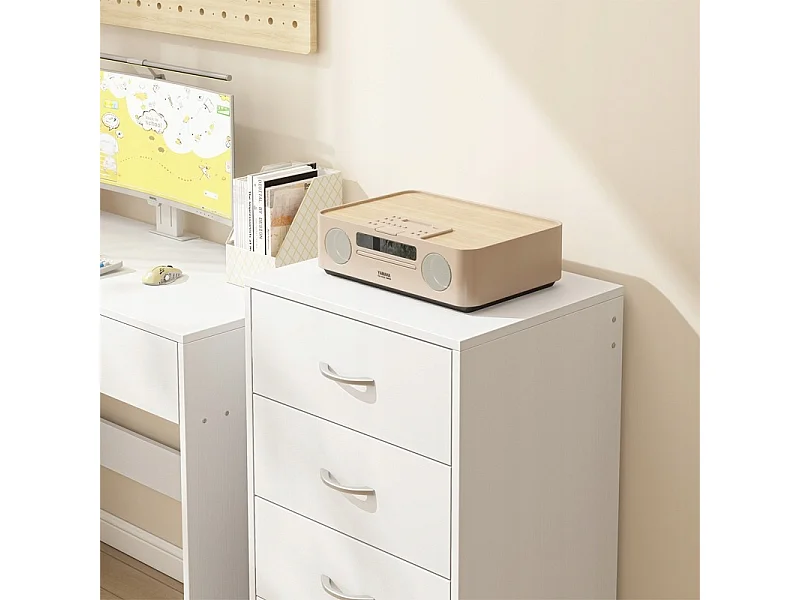 Libreria moderna con 4 cassetti, stile loft, comò bianco, mobile da ufficio grande, 85 cm