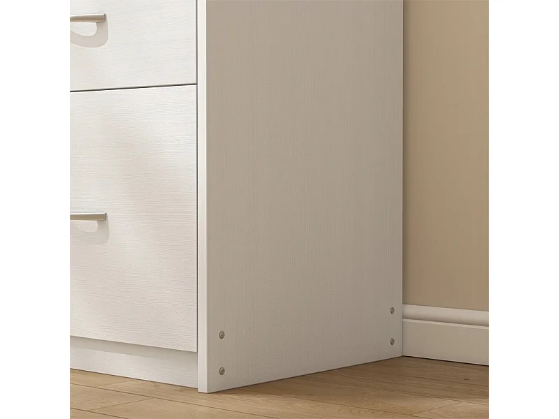 Libreria moderna con 4 cassetti, stile loft, comò bianco, mobile da ufficio grande, 85 cm