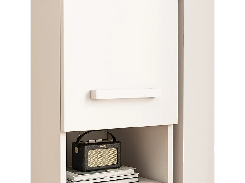 Étagère armoire blanche moderne sur pied colonne haute loft 2 portes 180 cm