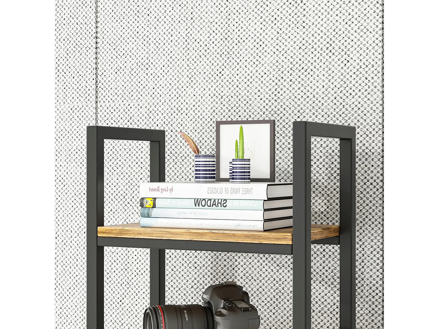 Étagère de bureau pour livres, bibliothèque haute, colonne industrielle vintage