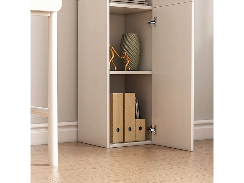 Étagère armoire blanche moderne sur pied colonne haute loft 2 portes 174 cm