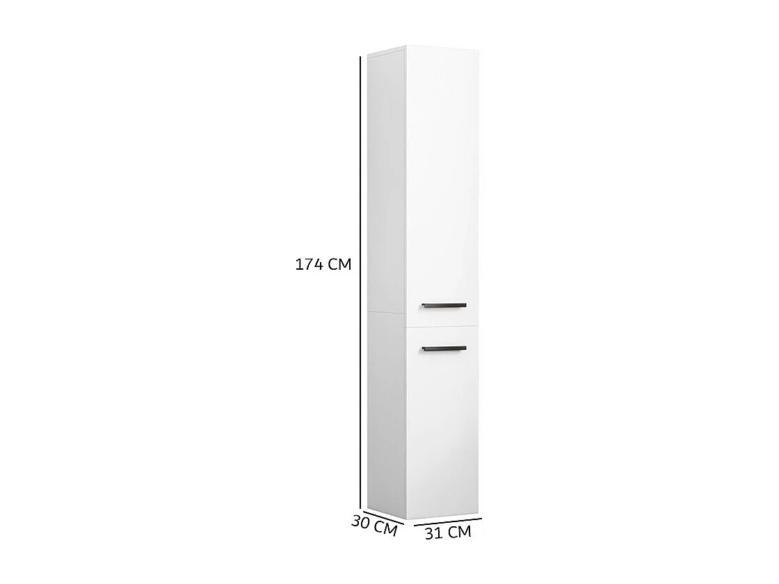 Étagère armoire blanche moderne sur pied colonne haute loft 2 portes 174 cm