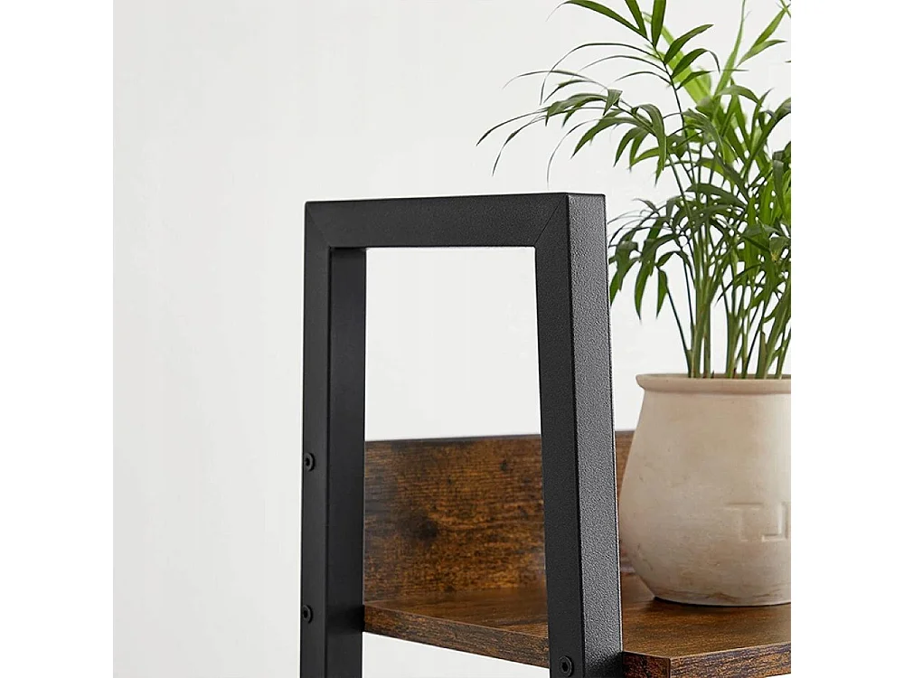 Estantería industrial de pie negra con 5 estantes, tipo escalera, para libros, estilo loft moderno