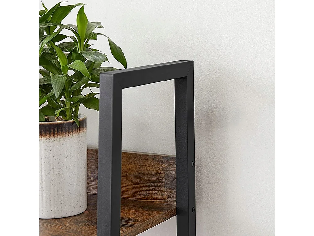 Estantería industrial de pie negra con 5 estantes, tipo escalera, para libros, estilo loft moderno