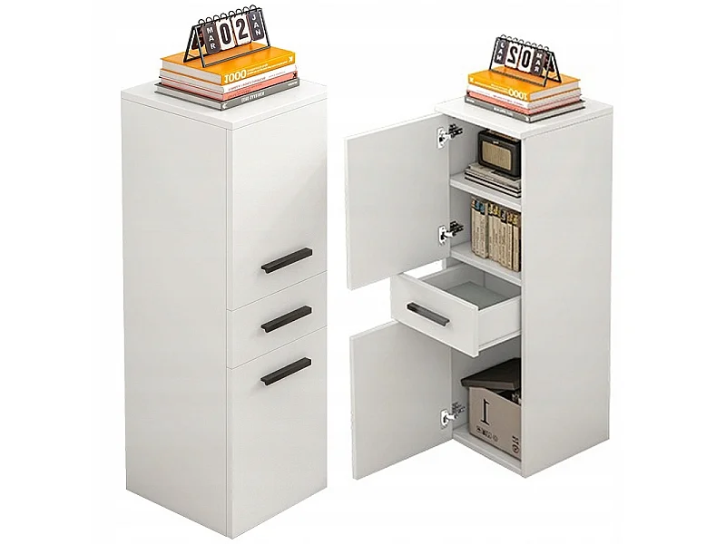 ÉTAGÈRE DE BUREAU AVEC TIROIR, 2 ÉTAGES, ARMOIRE BLANCHE POUR LIVRES ET CLASSEURS, STYLE LOFT, 85 CM