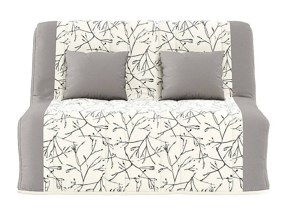 Banquette convertible GAIA BZ , couchage 160x200, avec 2 coussins OFFERTS, gris feuilles
