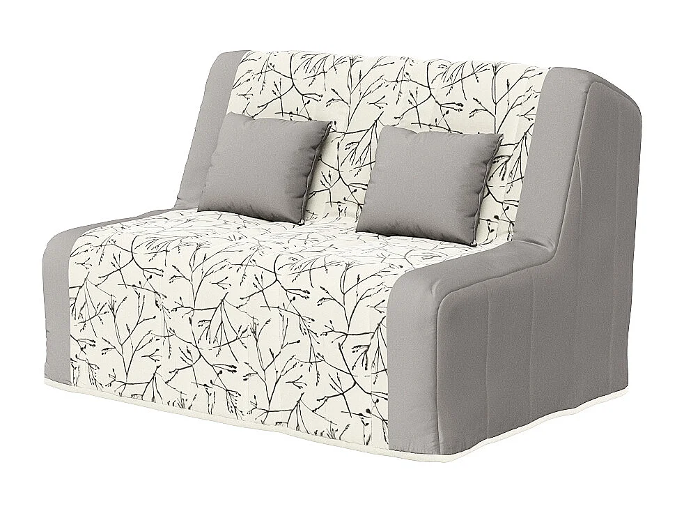 Banquette convertible GAIA BZ , couchage 160x200, avec 2 coussins OFFERTS, gris feuilles