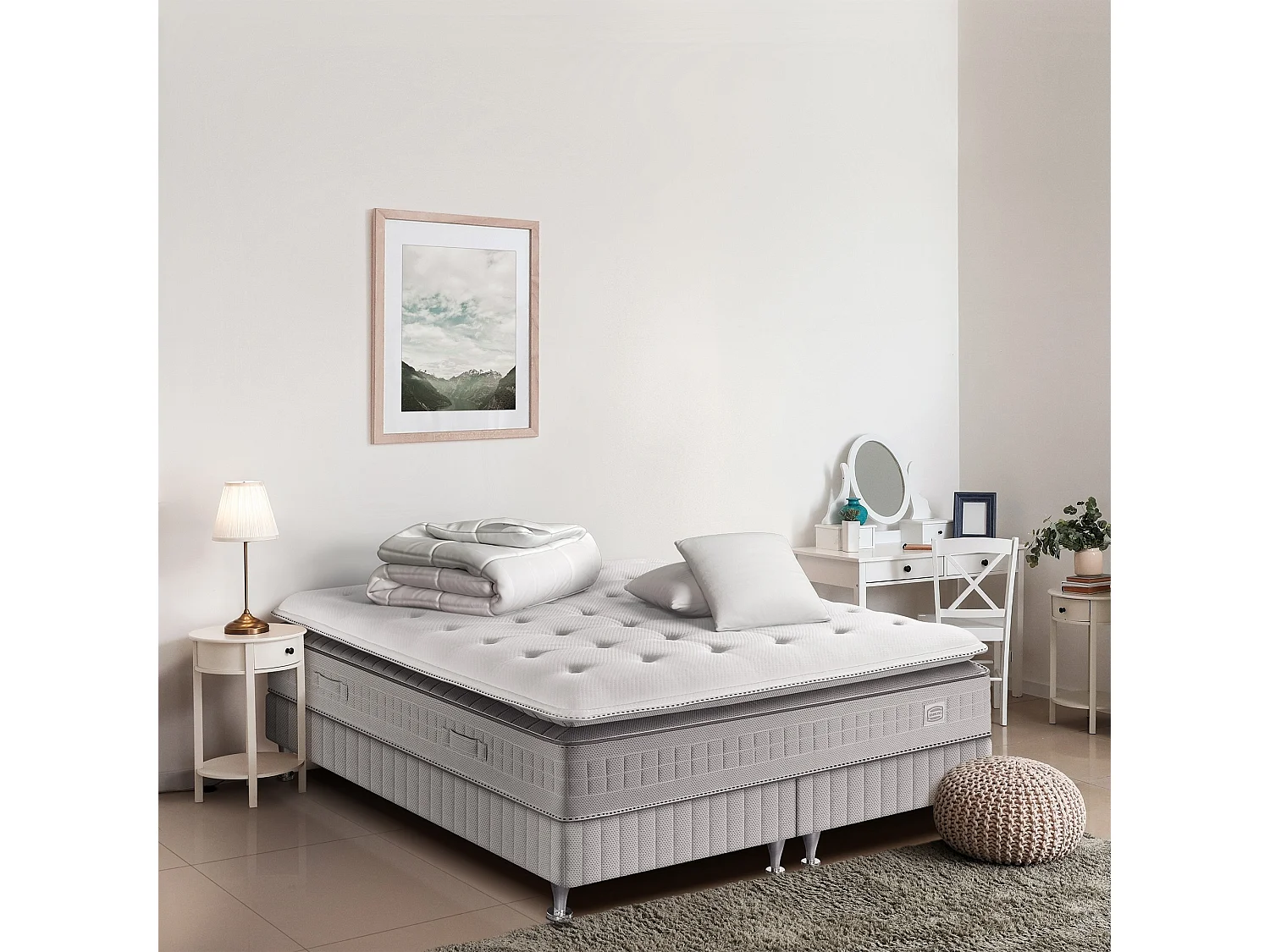 Ens EXTENSION 160x200 matelas H29 ressort ensachés, ferme, 2 sommiers,COUETTE,2 OREILLERS