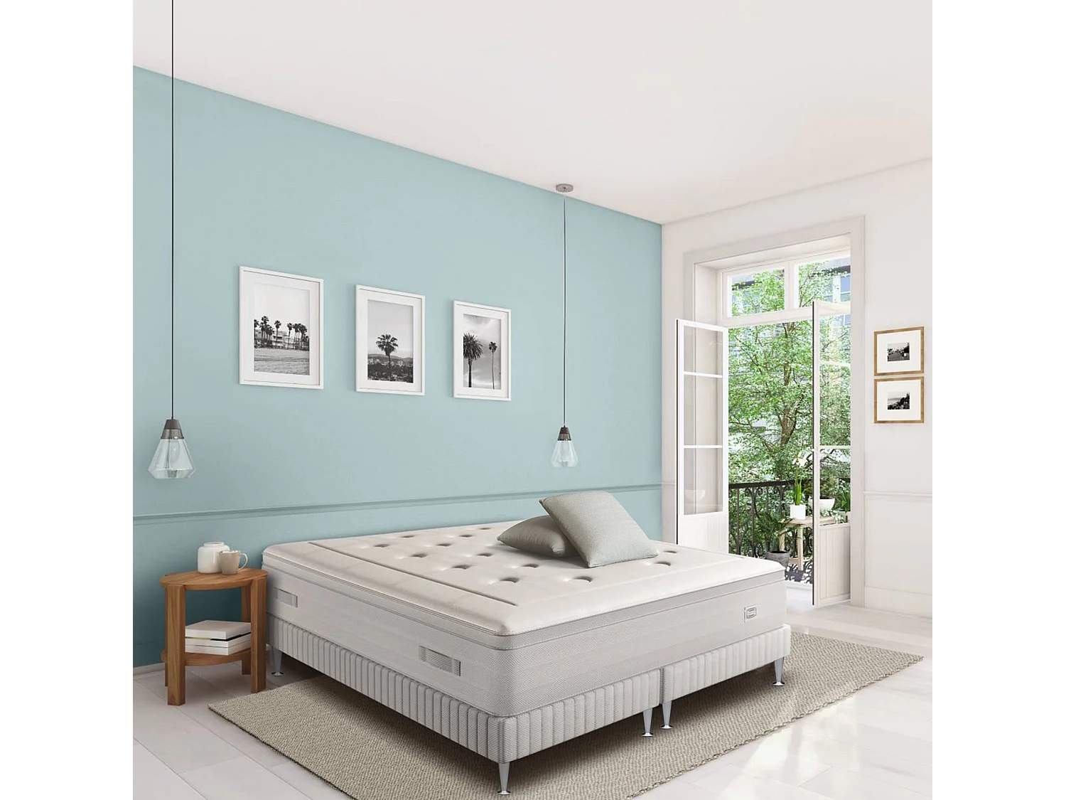 Ens REFLEXION 2x90x200 matelas H33 ressort ensachés, ferme, 2 sommier + 2 OREILLERS