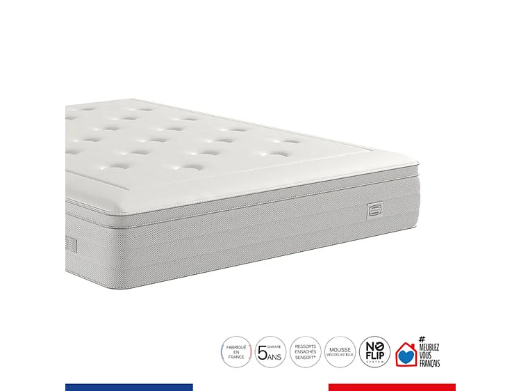 Ens REFLEXION 140X190 matelas H33 ressort ensachés, ferme, sommier + 2 OREILLERS