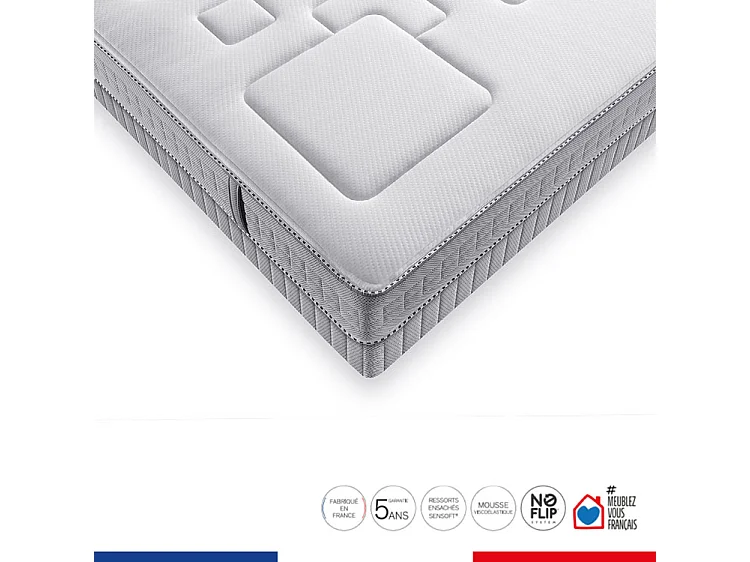 Ens EQUILIBRE 90x190 matelas H25 ressort ensachés, ferme, sommier