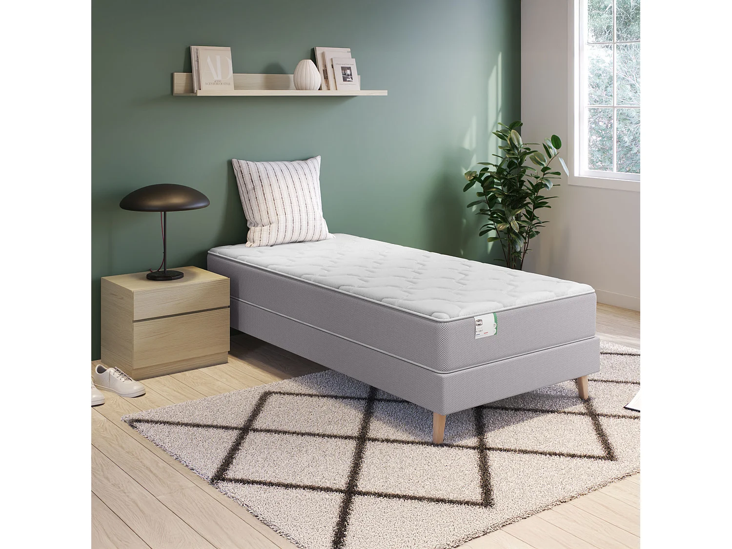 Matelas L OPTIMAL 90x200, ressort ensachés, ferme, H22