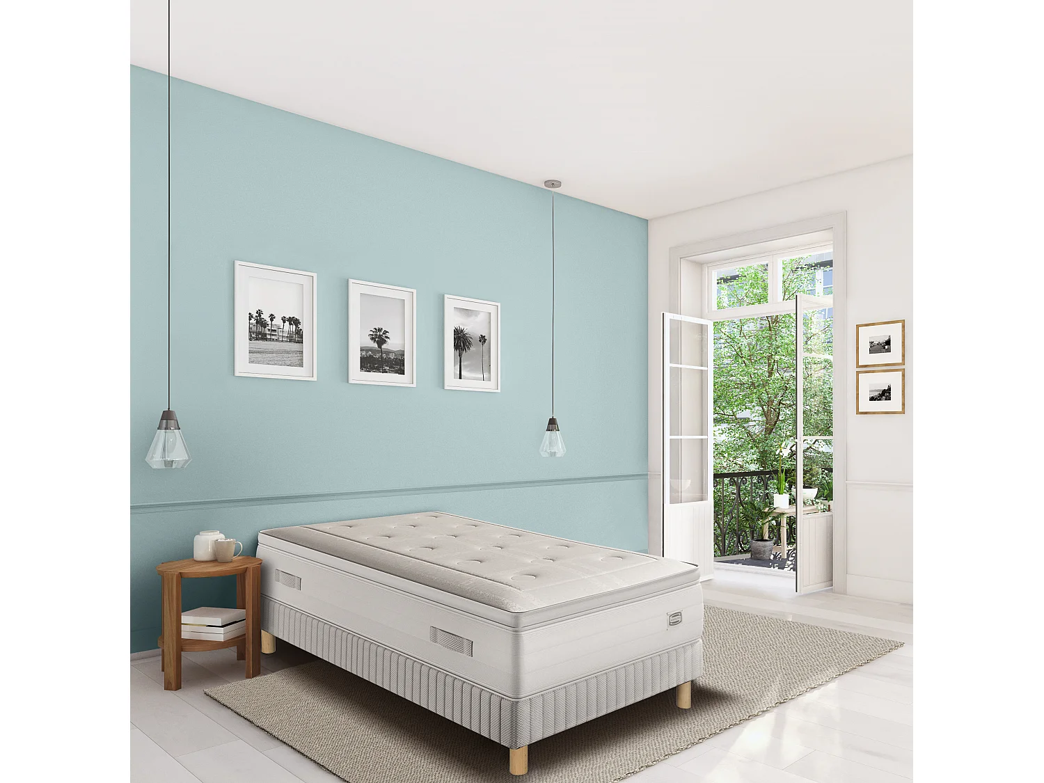 Ens REFLEXION 90x200 matelas H33 Hybride, ferme, sommier