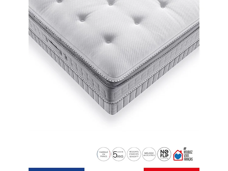 Ens EXTENSION 160x200 matelas H29 ressort ensachés, ferme, sommier,2 OREILLERS