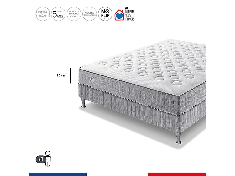 Matelas INITIAL 180x200, ressorts ensachés, ferme, H23 + 2 OREILLERS 60x60