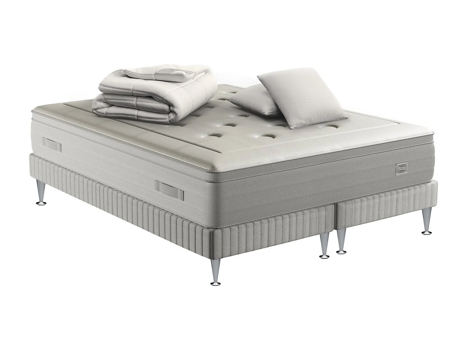Ens REFLEXION 2x80x200 matelas H33 ressort ensachés, ferme, 2 sommier + COUETTE 2 OREILLERS