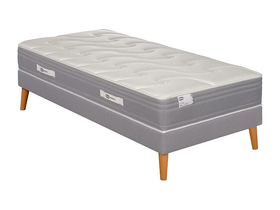 Ens LE PUISSANT 90x200 matelas H25 ressort ensachés, mi-ferme, sommier