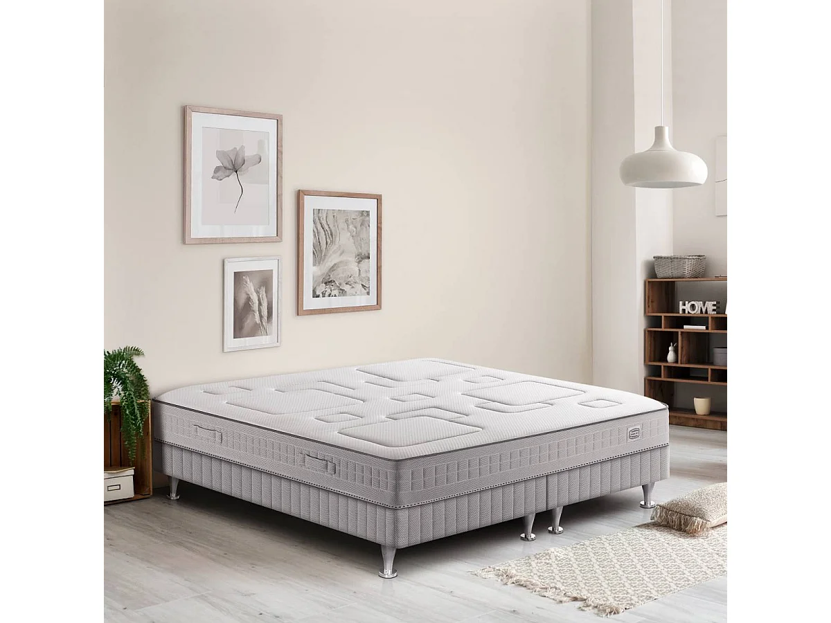 Ens EQUILIBRE 160x200 matelas H25 ressort ensachés, ferme, 2 sommiers