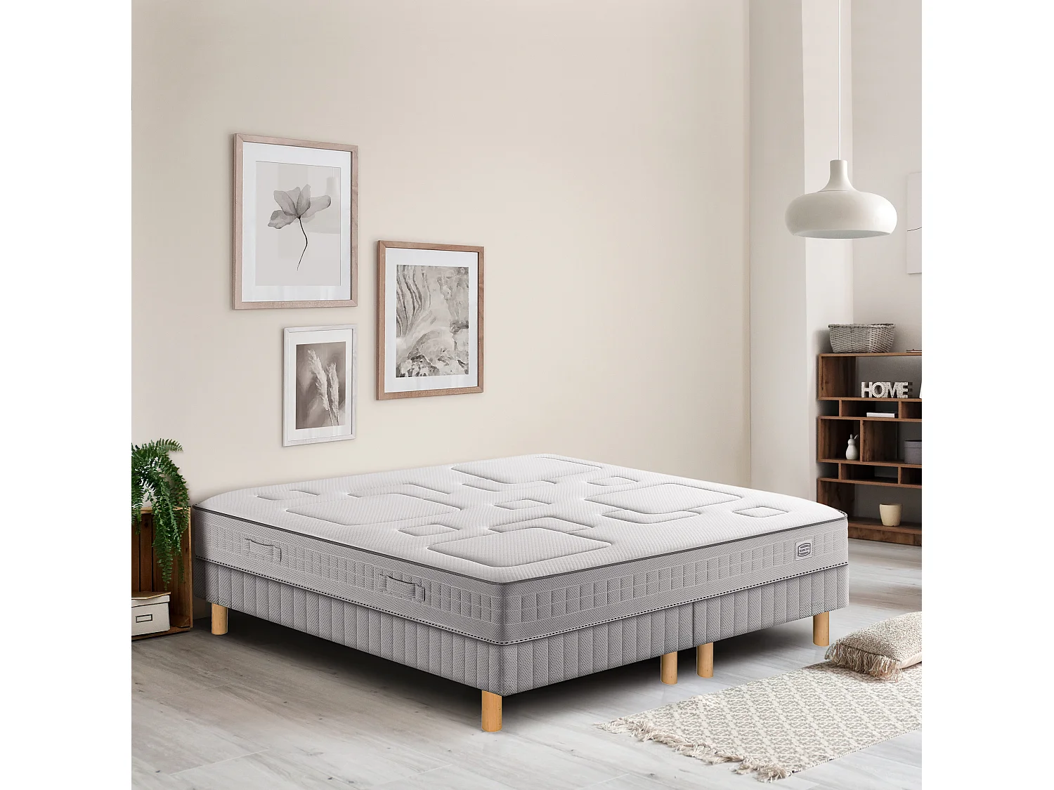 Ens EQUILIBRE 160x200 matelas H25 ressort ensachés, ferme, 2 sommiers