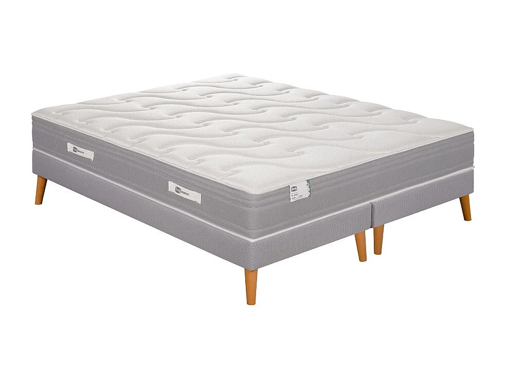 Ens LE PUISSANT 160x200 matelas H25 ressort ensachés, mi-ferme, 2 sommiers