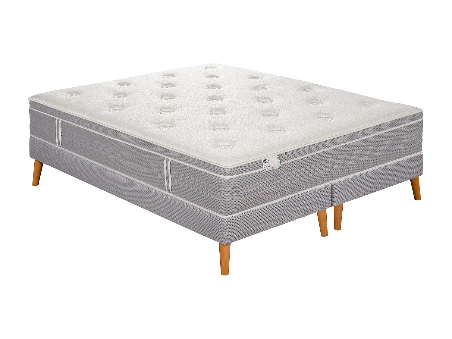 Ens L ELEGANT 200x200 matelas H30 ressort ensachés, ferme, 2 sommiers