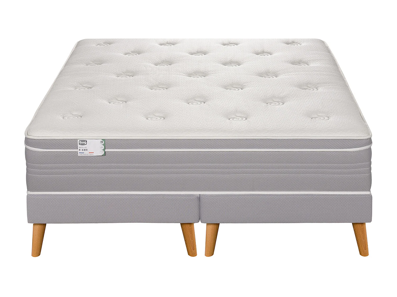 Ens L ELEGANT 200x200 matelas H30 ressort ensachés, ferme, 2 sommiers