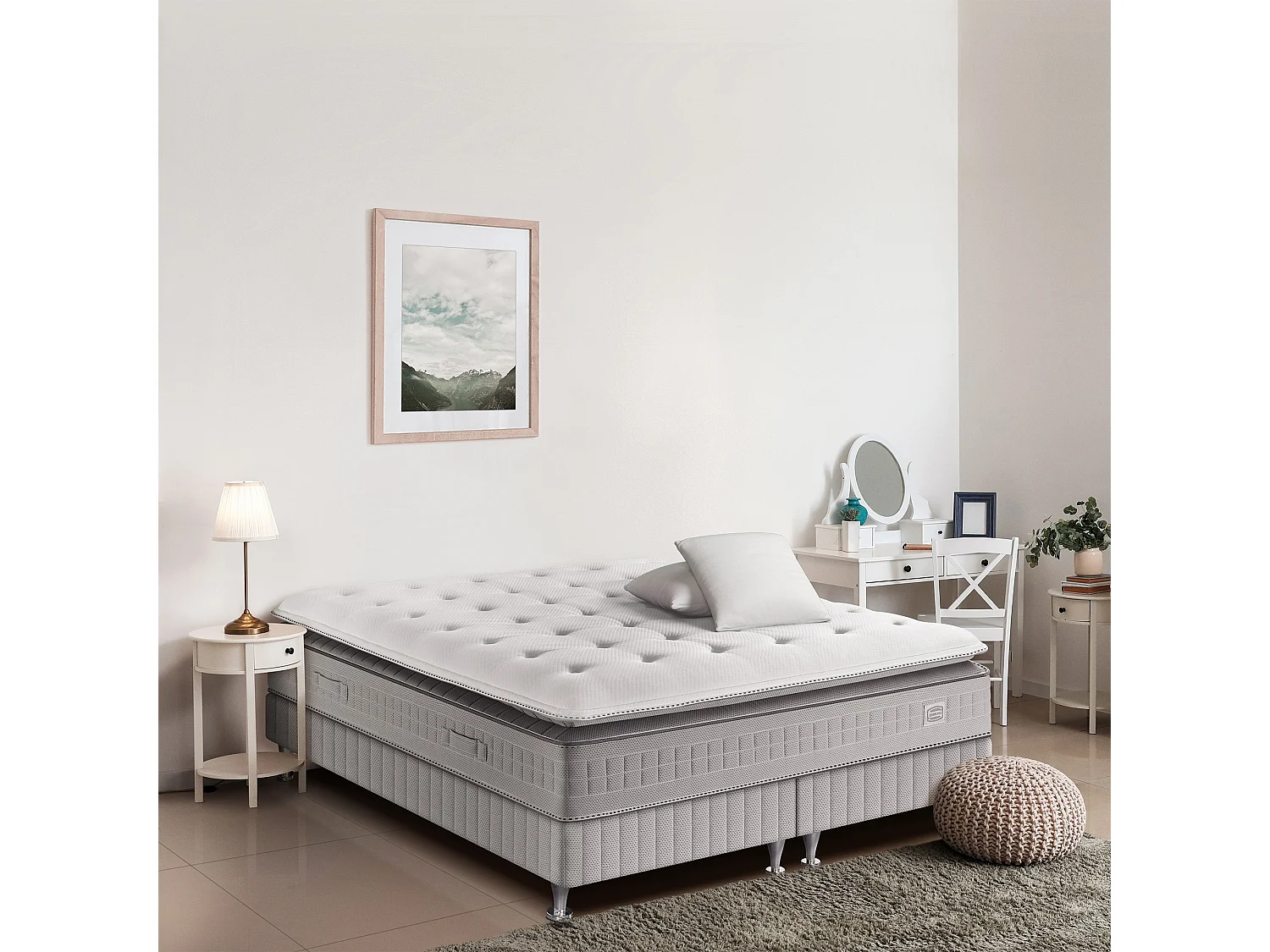 Ens EXTENSION 180x200 matelas H29 ressort ensachés, ferme, 2 sommiers,2 OREILLERS