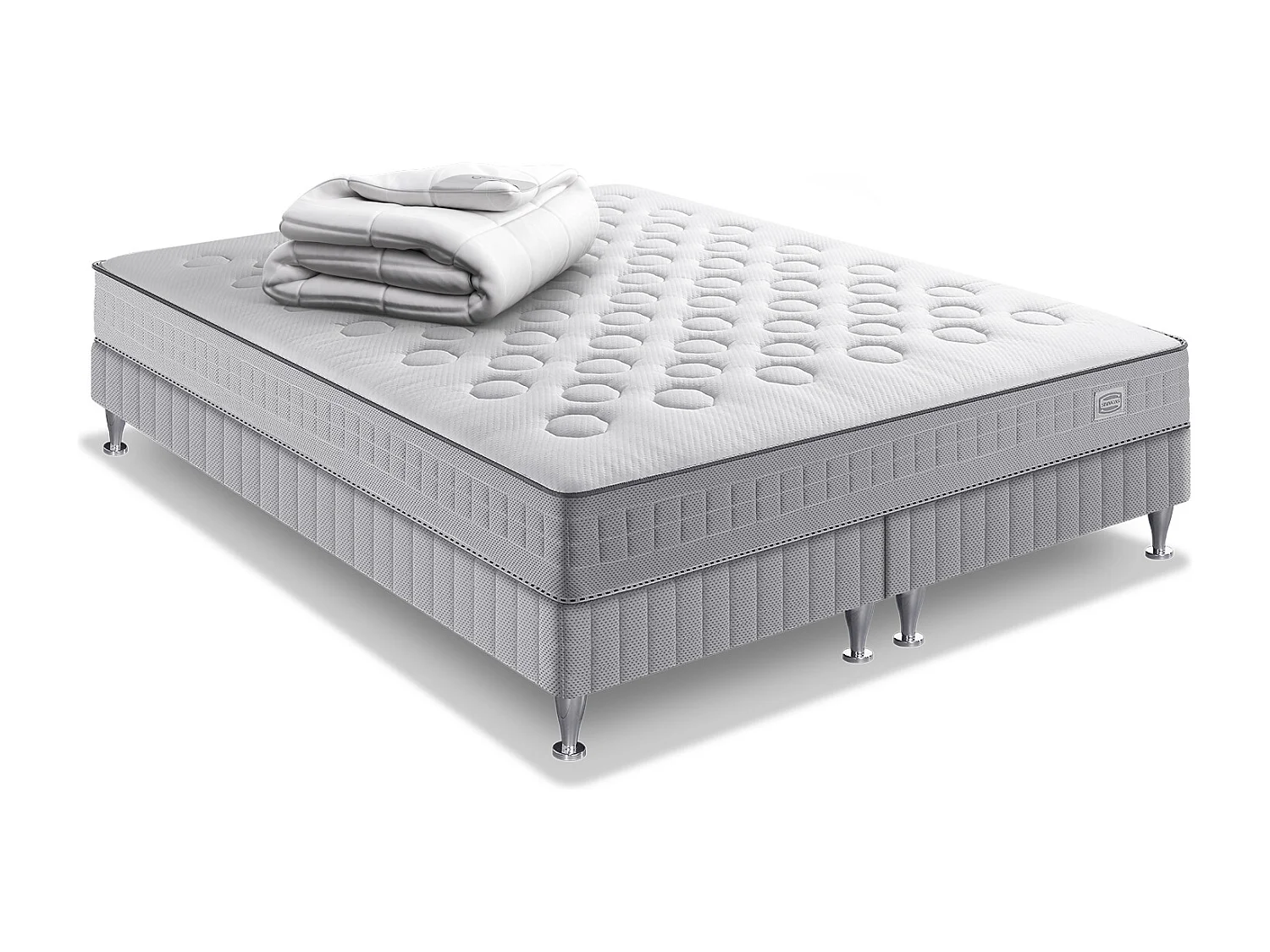 Ensemble INITIAL 160x200, SOM2X80X200, ressorts ensachés, ferme, H23 + COUETTE