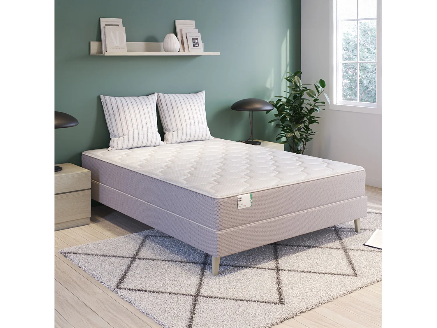 Ens L OPTIMAL 140x190 matelas H22 ressort ensachés, ferme, sommier