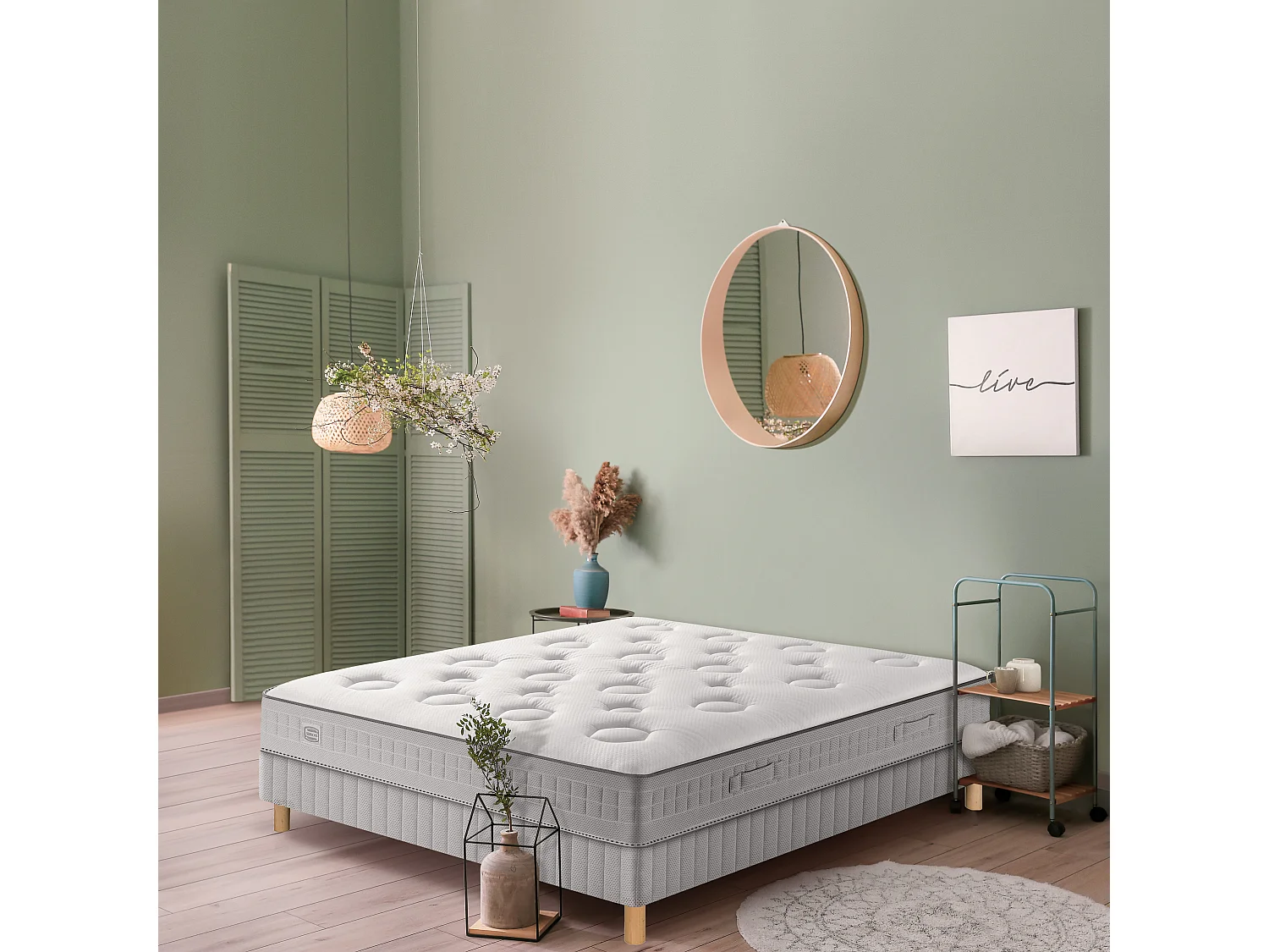 Ens FLEXION 140x190 matelas H26 ressort ensachés, mi-ferme, sommier