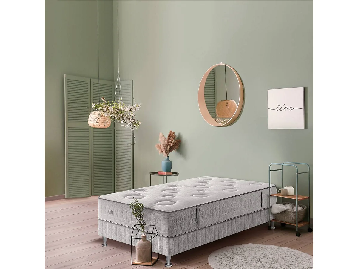 Ens FLEXION 90x200 matelas H26 ressort ensachés, mi-ferme, sommier