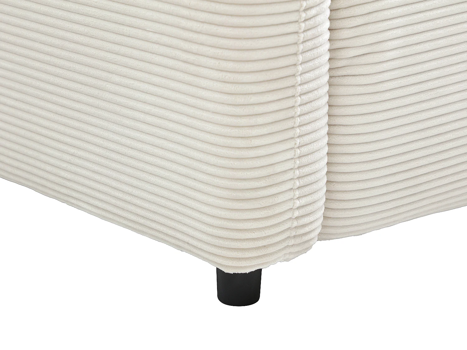 Canapé d'angle réversible avec assise coulissante électrique en velours côtelé beige NELUNI