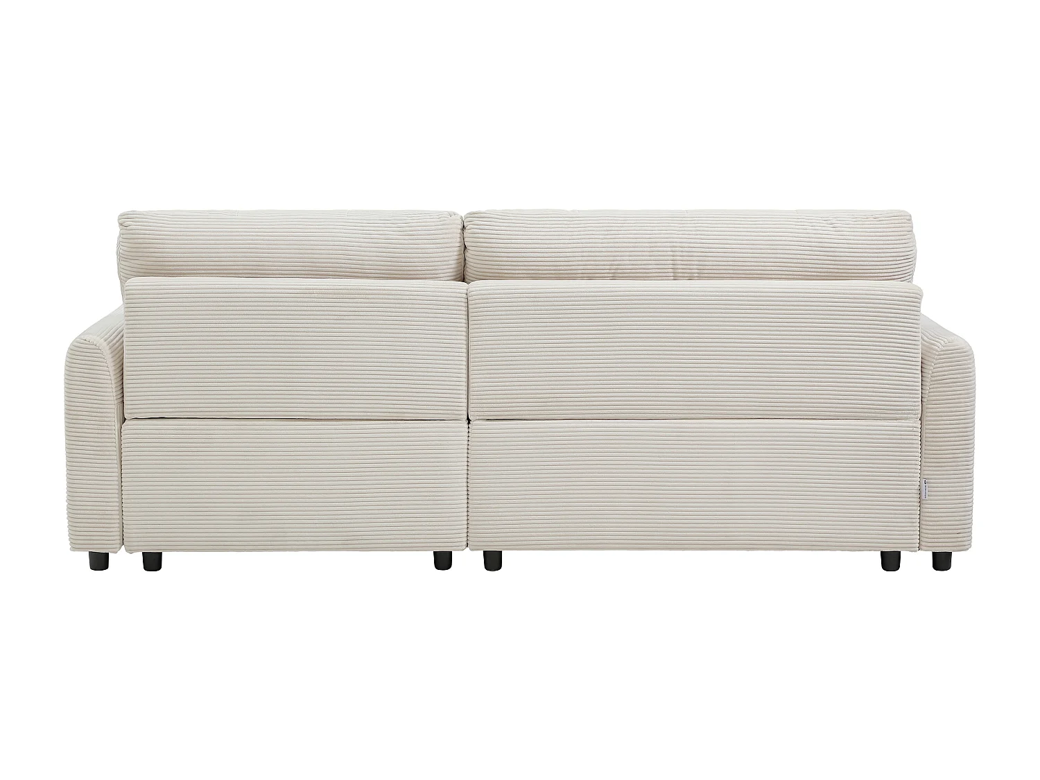 Canapé d'angle réversible avec assise coulissante électrique en velours côtelé beige NELUNI