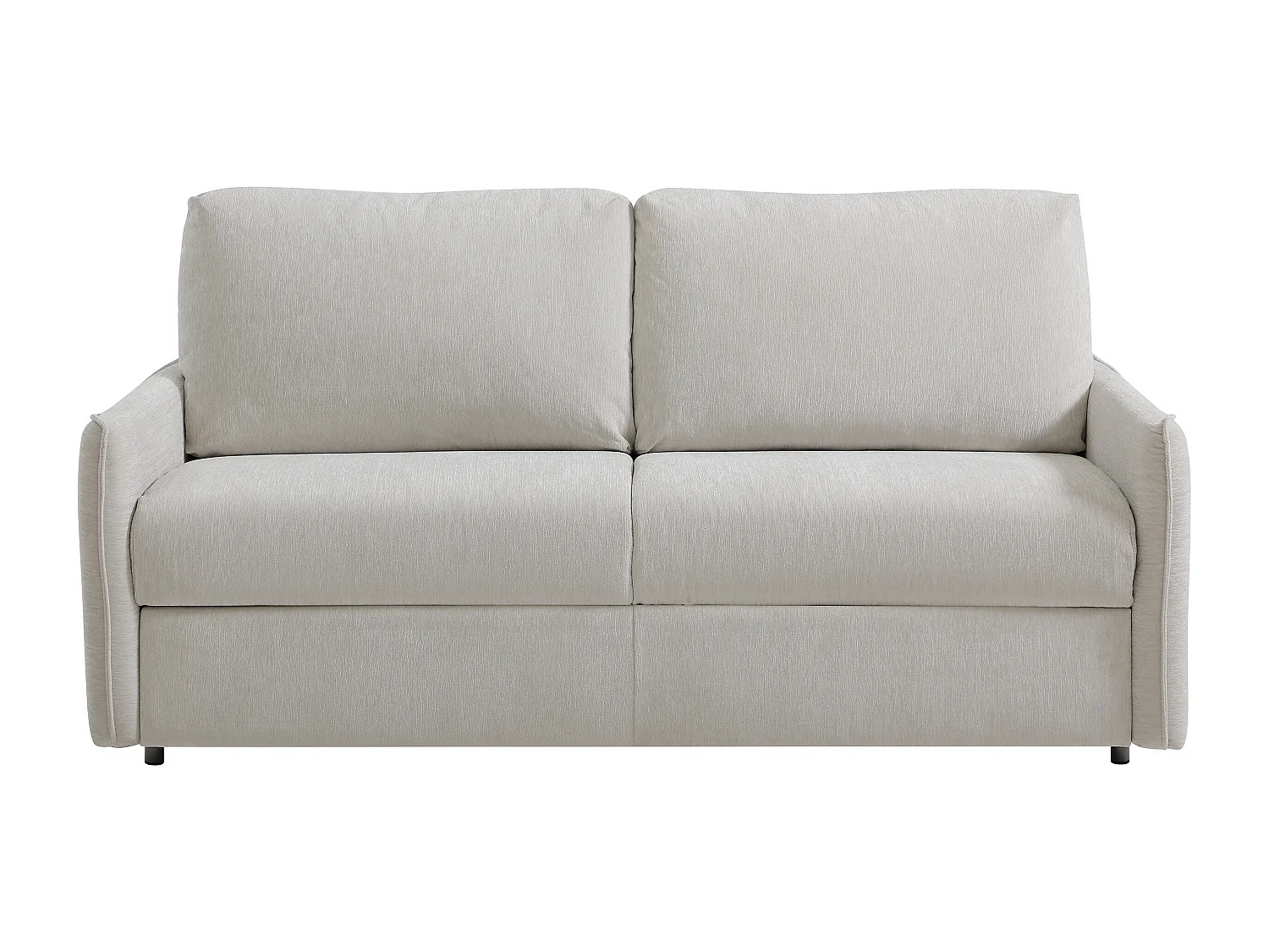 Canapé 3 places convertible express en tissu beige - Couchage 140 cm - Matelas 12 cm BANUBI