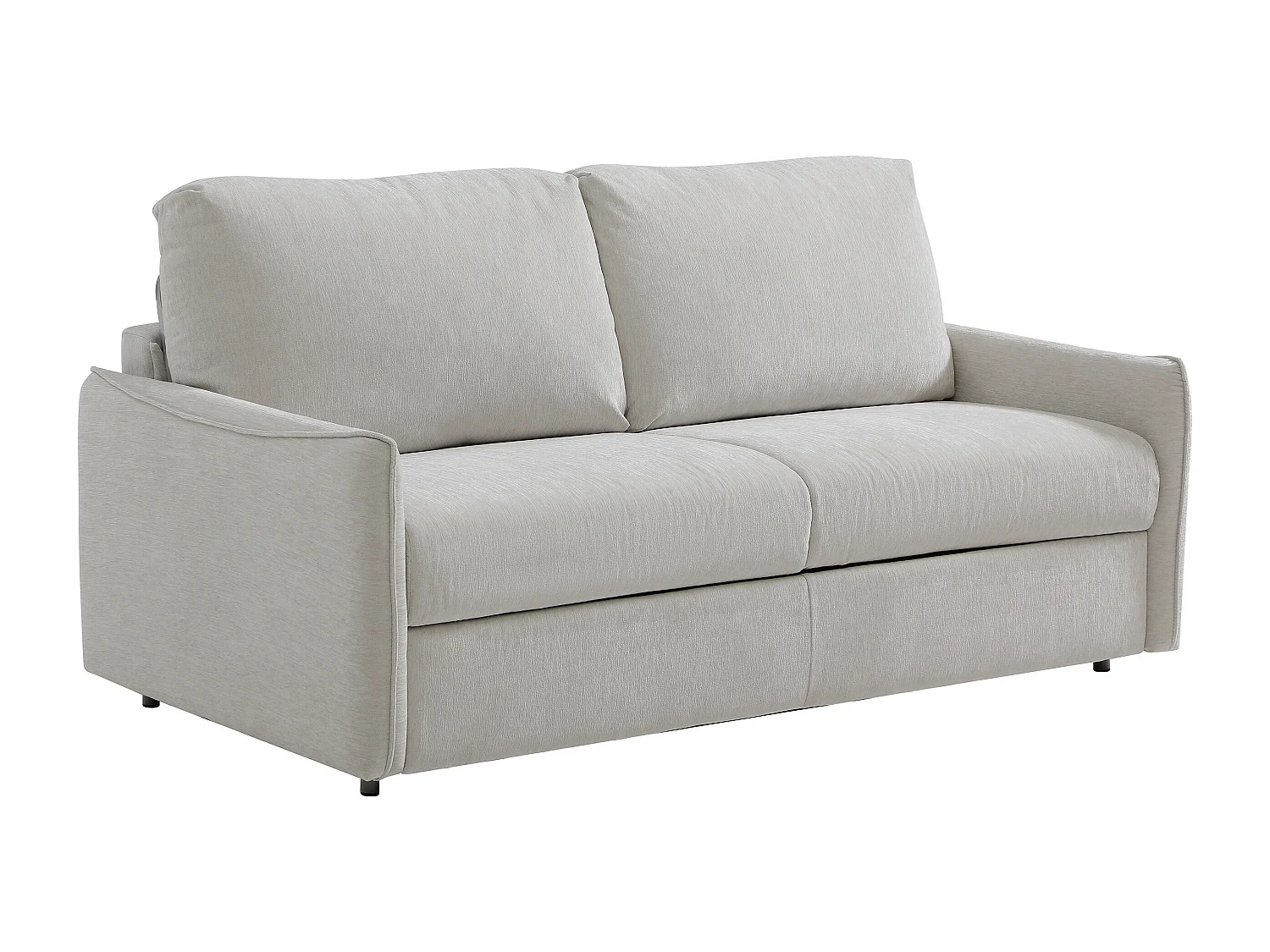 Canapé 3 places convertible express en tissu beige - Couchage 140 cm - Matelas 12 cm BANUBI