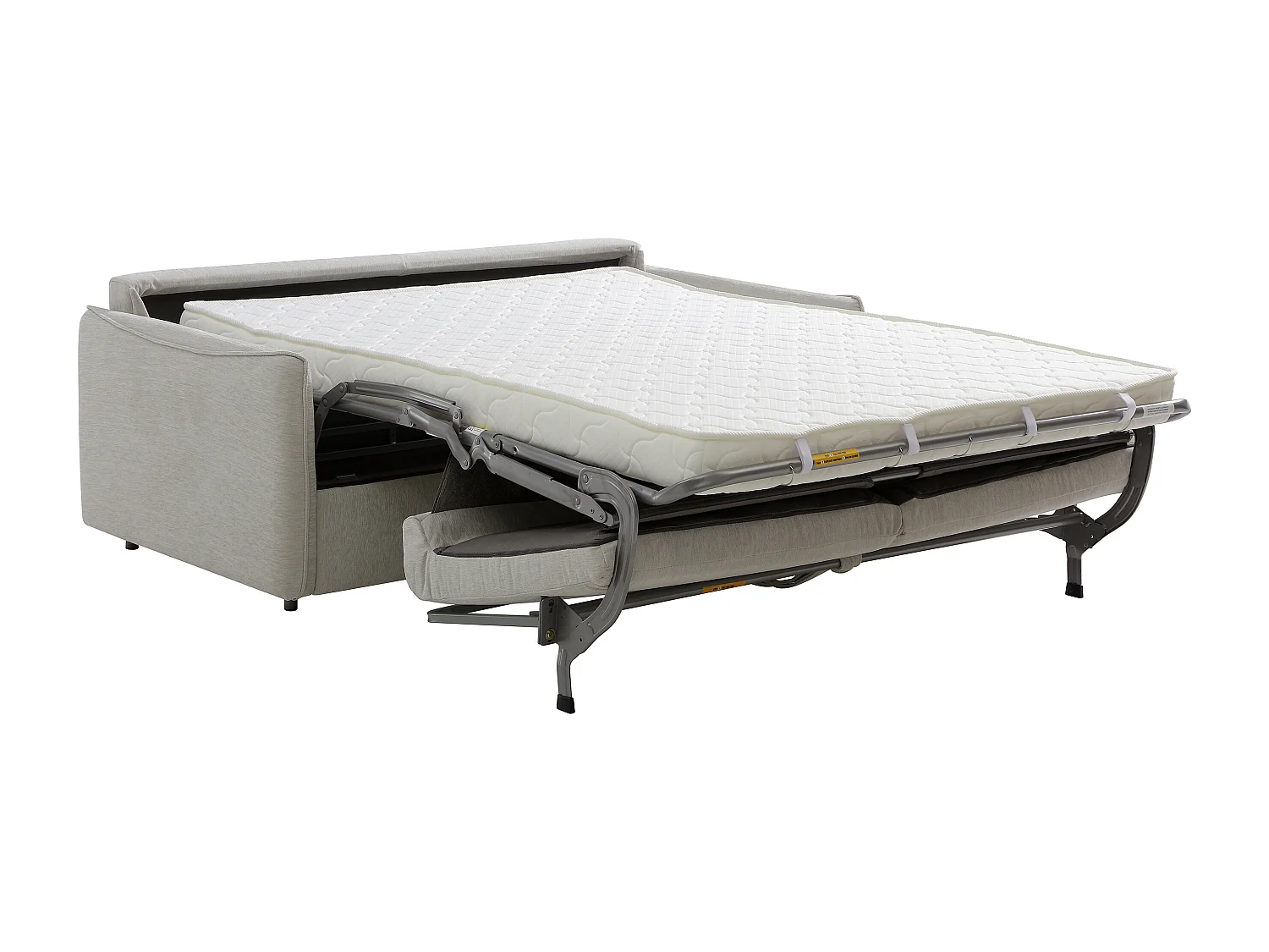 Canapé 3 places convertible express en tissu beige - Couchage 140 cm - Matelas 12 cm BANUBI