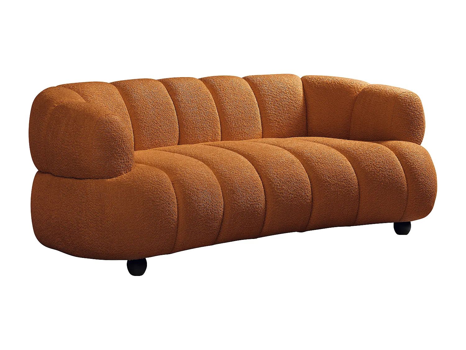 Canapé 2 places en tissu bouclette terracotta COLIANI