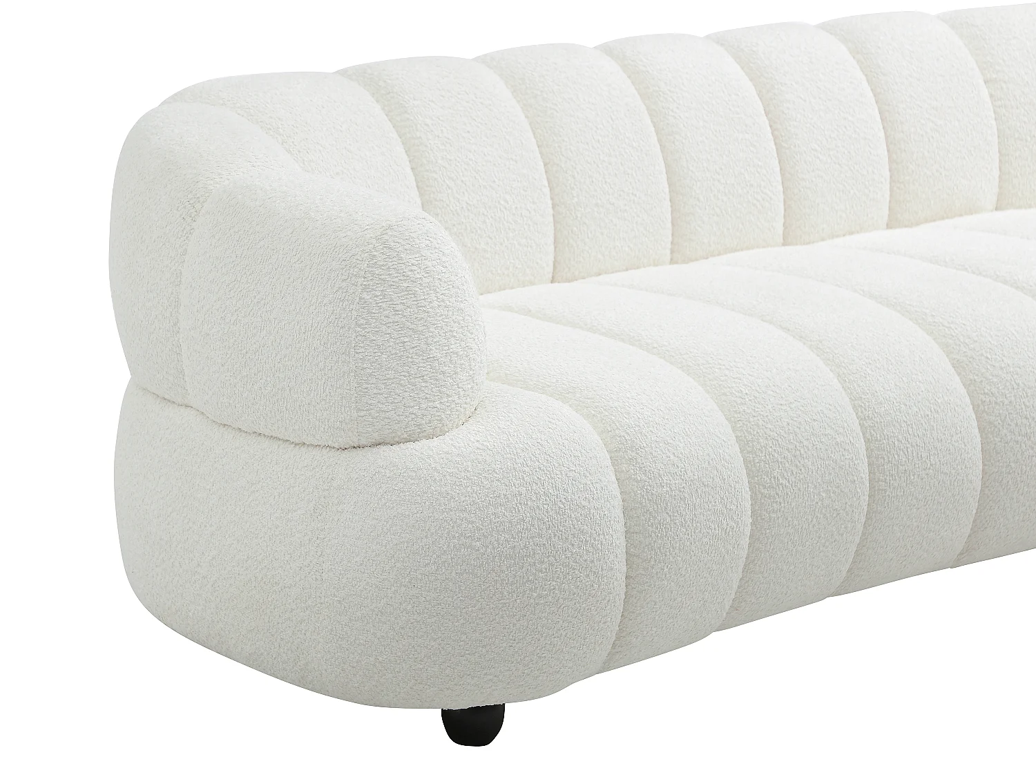 Canapé 4 places en tissu bouclette blanc cassé COLIANI