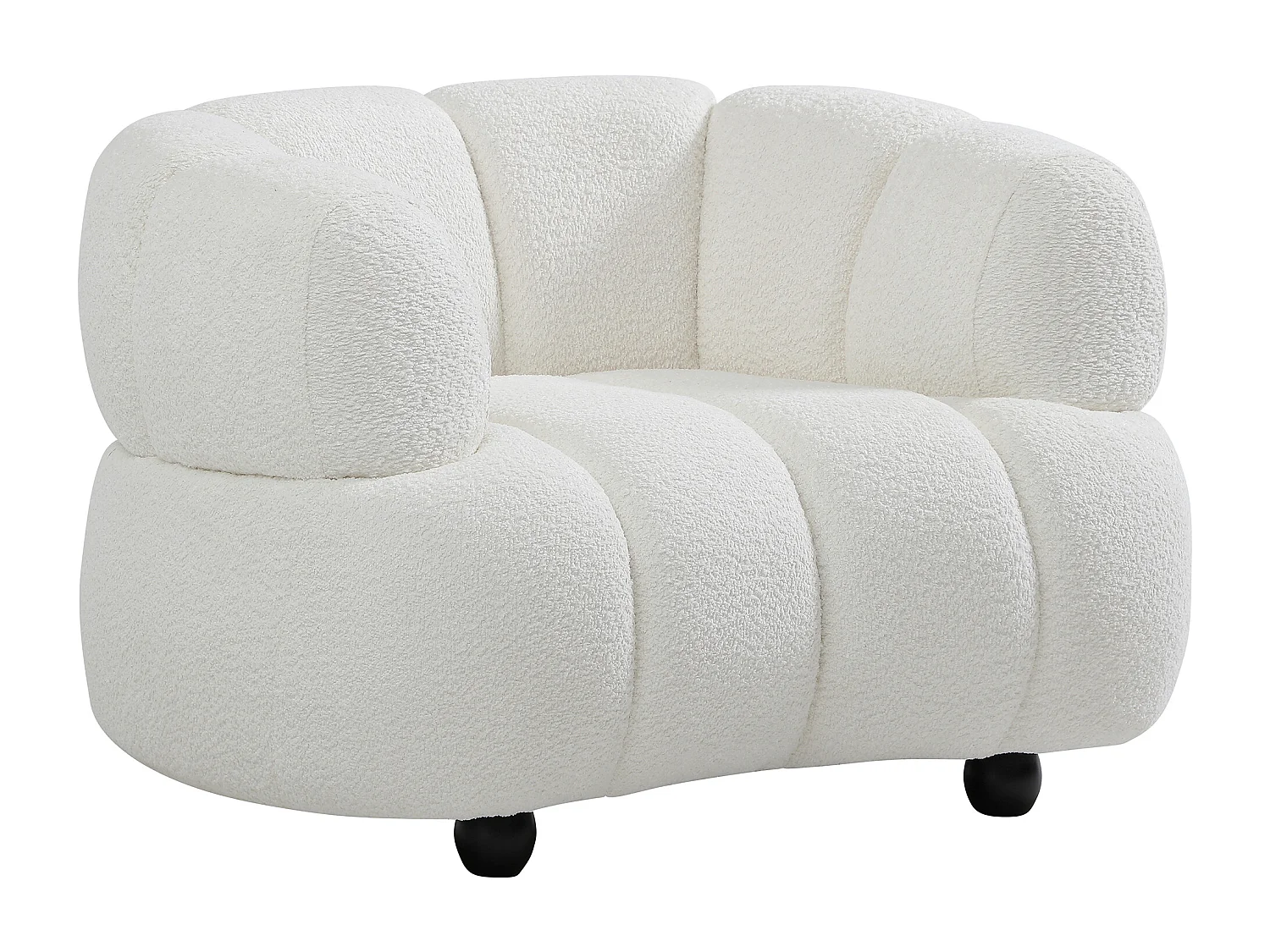 Fauteuil en tissu bouclette blanc cassé COLIANI