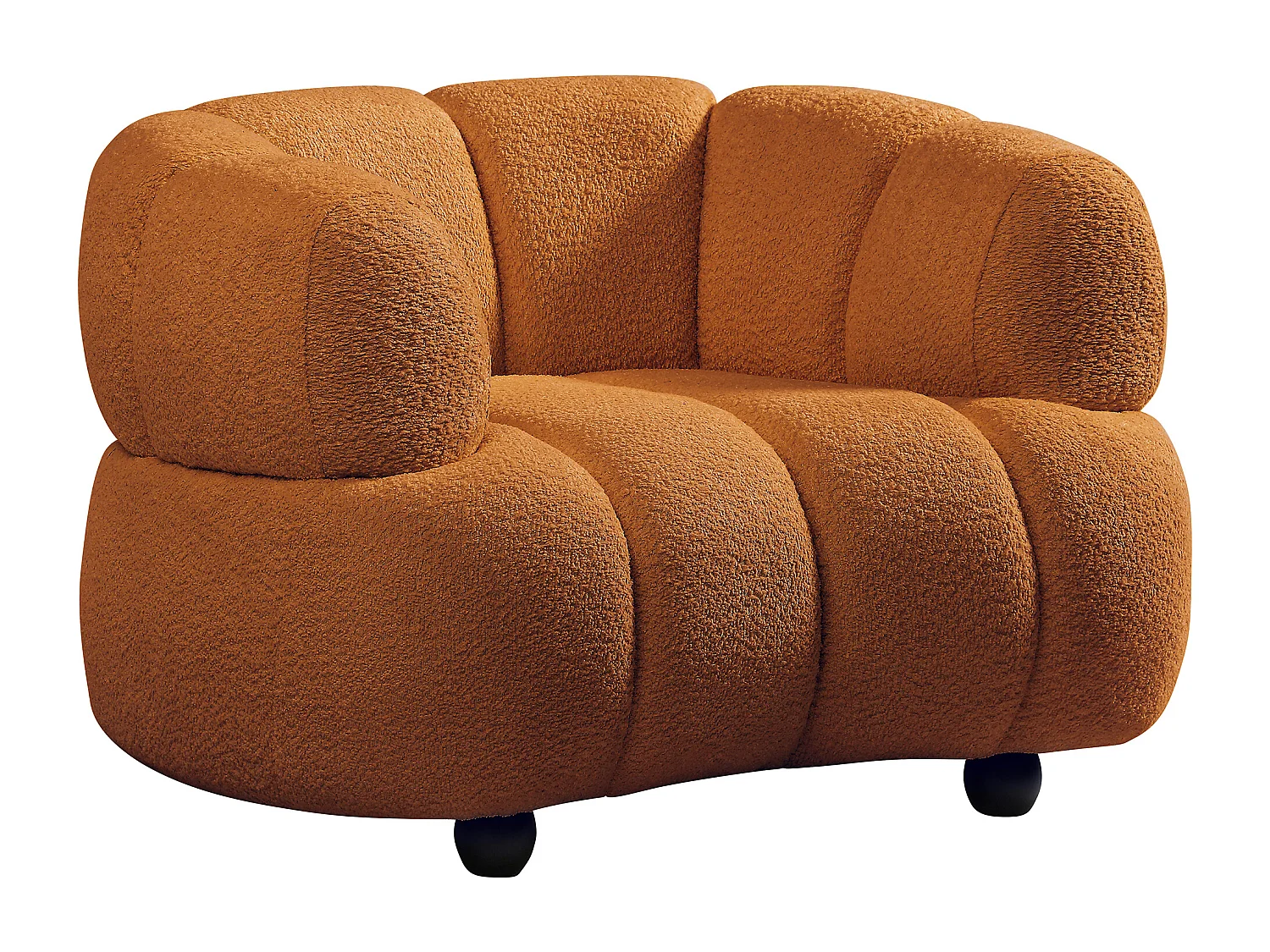 Fauteuil en tissu bouclette terracotta COLIANI