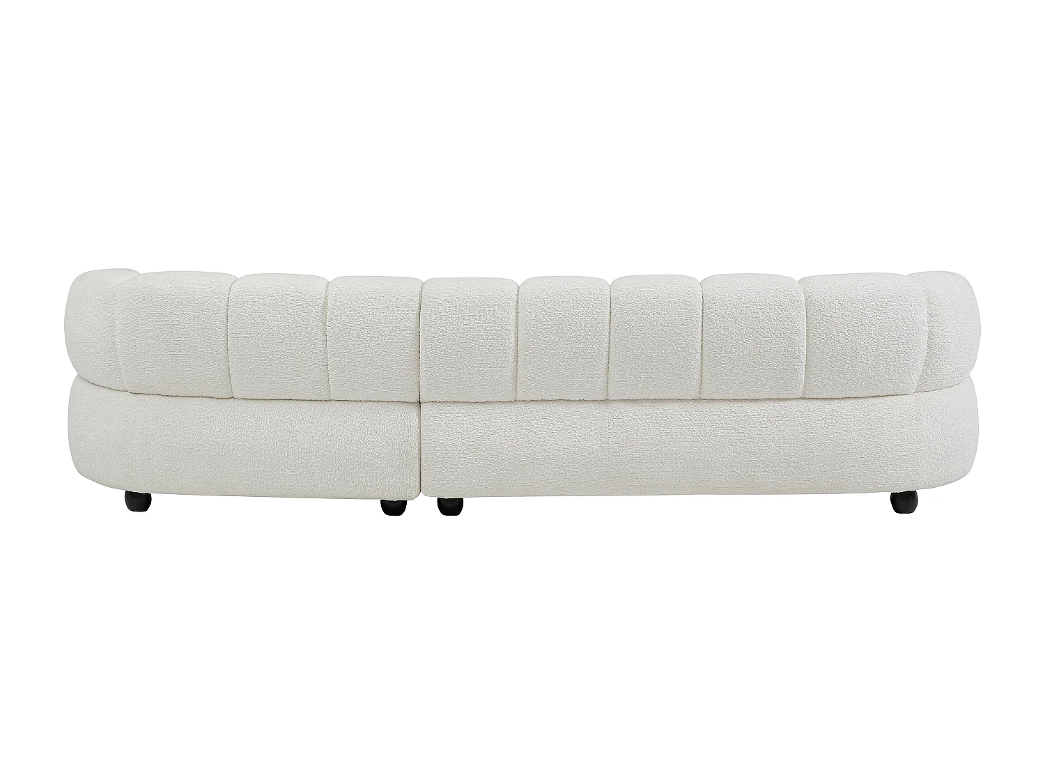 Canapé d'angle droit en tissu bouclette blanc cassé COLIANI