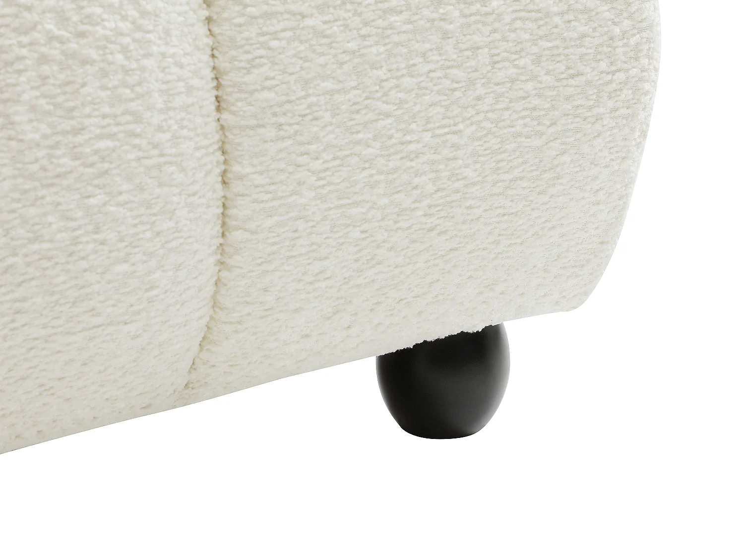 Canapé d'angle droit en tissu bouclette blanc cassé COLIANI
