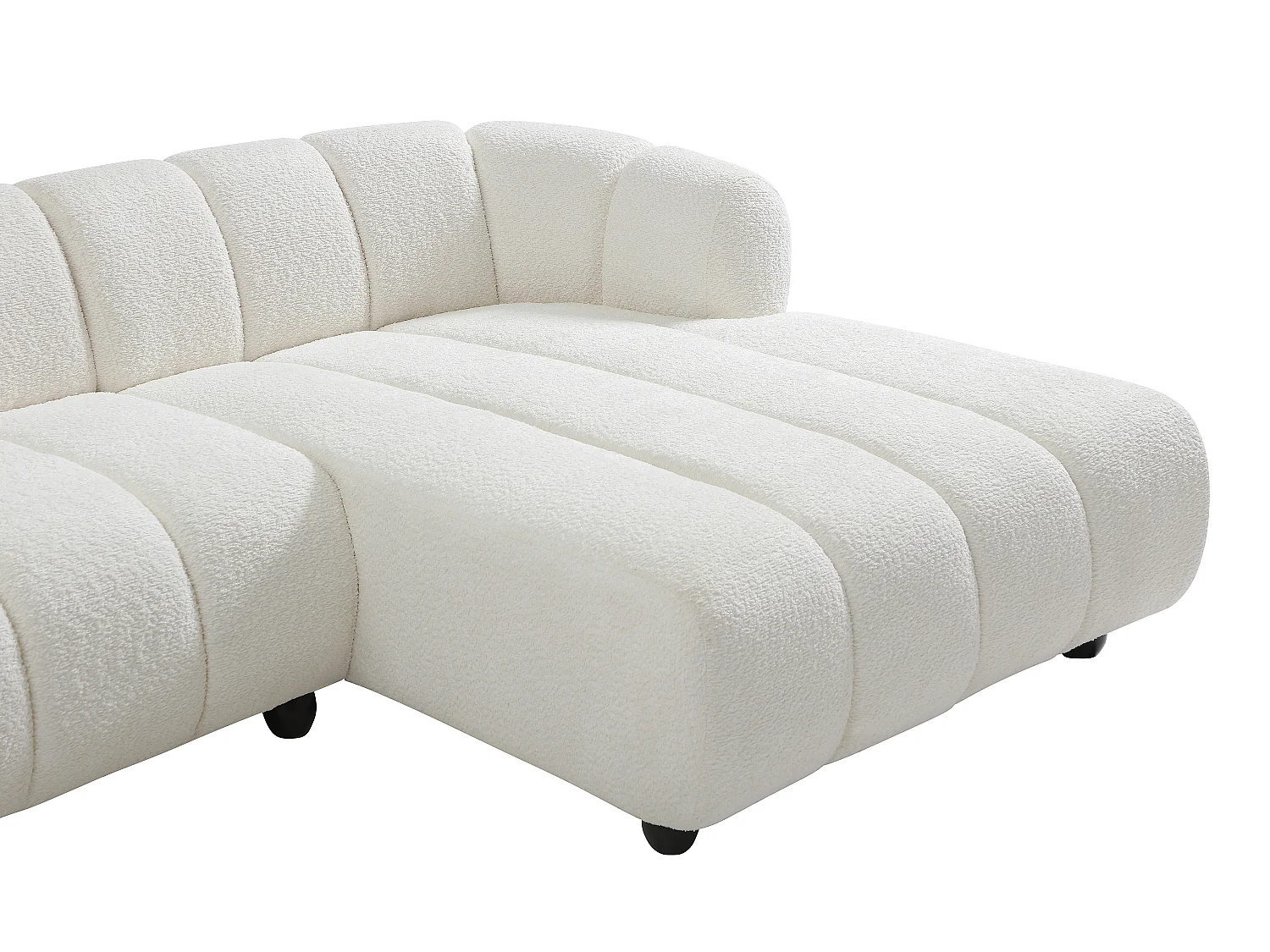 Canapé d'angle droit en tissu bouclette blanc cassé COLIANI